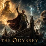 The Odyssey 2026 official movie poster featuring Matt Damon in Christopher Nolan's epic film